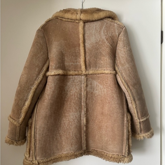 Women's Tan genuine leather Shearling Coat in size small - Picture 7 of 8